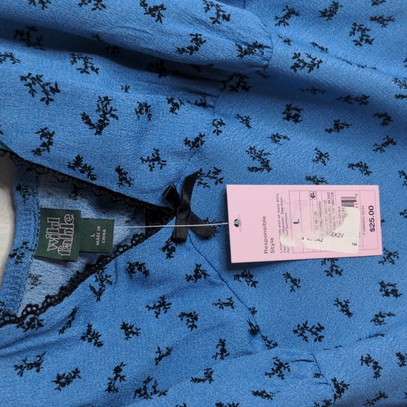 NWT✨WILD FABLE large blue black floral sleeveless slip dress - Picture 12 of 17